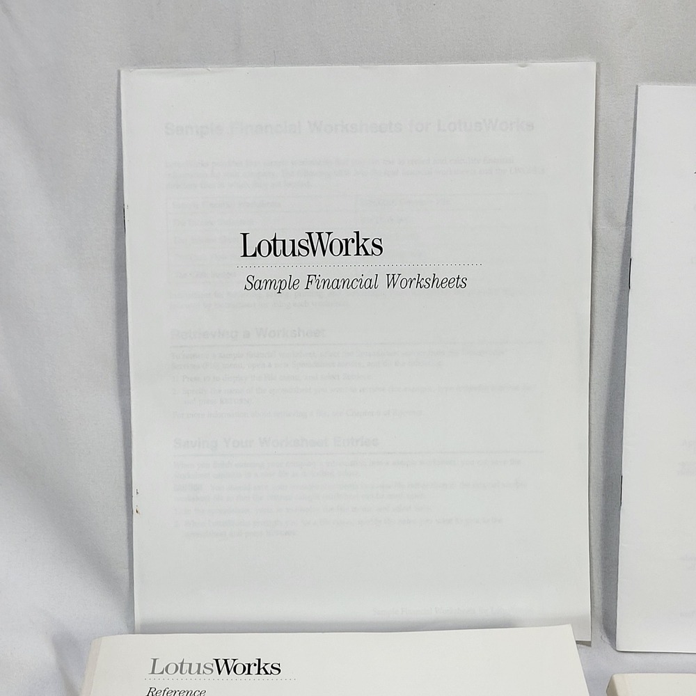 VTG 1990 Lotus Works Tutorial Reference Financial Worksheet User Guide Books - Picture 4 of 10